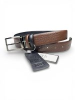 İstanbul Belt Çift Taraflı Desenli Erkek Kemer – 3.5 cm – Döner Tokalı – Siyah Arka Yüz – Renk & Boy Seçenekleri