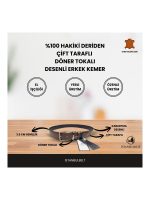 İstanbul Belt Çift Taraflı Desenli Erkek Kemer – 3.5 cm – Döner Tokalı – Siyah Arka Yüz – Renk & Boy Seçenekleri