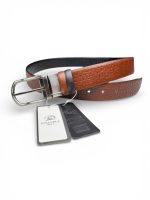 İstanbul Belt Çift Taraflı Desenli Erkek Kemer – 3.5 cm – Döner Tokalı – Siyah Arka Yüz – Renk & Boy Seçenekleri