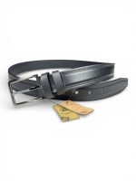 İstanbul Belt Hakiki Tek Kat Deri Erkek Kemer – 4 cm – Çift Dikişli Klasik Tasarım – Mat Füme Tokalı