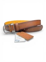 İstanbul Belt Deri Desenli Tokalı Tek Kat Hakiki Erkek Deri Kemer – 4 cm – Mat Metal Tokalı
