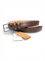 İstanbul Belt Hakiki Deri Erkek Kemer – Kahverengi  – 3.5 cm – Brogue Detaylı Klasik Model