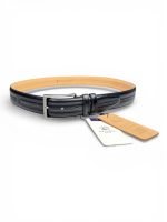 İstanbul Belt Hakiki Deri Erkek Kemer – 3.5 cm – Çift Şerit Kabartma Desenli Klasik Model