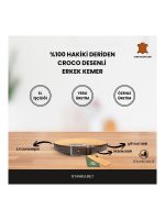 İstanbul Belt Croco Desenli Hakiki Deri Erkek Kemer – 3,5 cm – Klasik & Şık Tasarım – Renk ve Boy Seçenekleri
