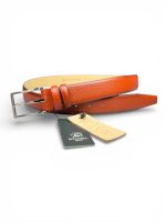 İstanbul Belt Hakiki Deri Erkek Kemer – Taba – 3.5 cm – Doğal Damarlı Dokulu Klasik Model