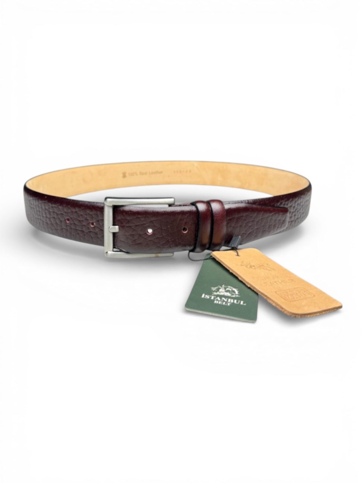 İstanbul Belt Hakiki Deri Erkek Kemer – 3.5 cm – Dokulu Klasik Model