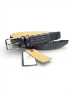İstanbul Belt Hakiki Deri Erkek Kemer – Siyah – 3.5 cm – Klasik Model – Kare Dokulu Tasarım