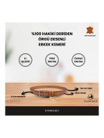 İstanbul Belt Hakiki Deri Erkek Kemer – Örgü Desenli – 3.5 cm – Tek Kat Kalın Deri