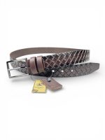 İstanbul Belt Hakiki Deri Erkek Kemer – Örgü Desenli – 3.5 cm – Tek Kat Kalın Deri