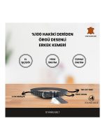 İstanbul Belt Hakiki Deri Erkek Kemer – Örgü Desenli – 4 cm – Tek Kat Kalın Deri