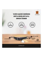 İstanbul Belt Orta Dikiş Detaylı Hakiki Klasik Deri Erkek Kemer – 3,5 cm – Renk ve Boy Seçenekleri