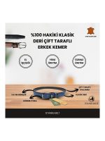 İstanbul Belt Çift Taraflı Döner Tokalı Hakiki Klasik Erkek Deri Kemer – 3,5 cm – Gümüş Ton Tokalı – Dayanıklı, Şık & Gerçek Deri – Renk & Boy Seçenekleri