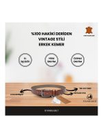 İstanbul Belt Hakiki Deri Erkek Vintage Efektli Kemer – 4 cm – Tek Kat Kalın Deri