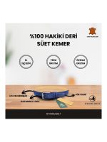 İstanbul Belt Erkek Hakiki Süet Deri Kemer – 3.5 CM – Gümüş Ton Tokalı, Dayanıklı, Şık & Gerçek Deriden Kemer