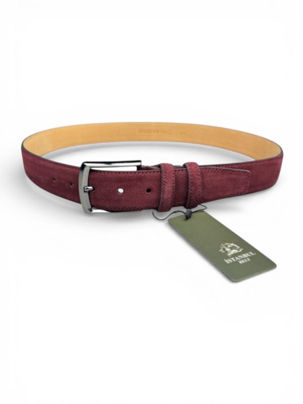 İstanbul Belt Erkek Hakiki Süet Deri Kemer – 4 CM – Gümüş Ton Tokalı, Dayanıklı, Şık & Gerçek Deriden Kemer