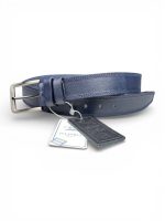 İstanbul Belt Hakiki Deri Çift Dikişli Erkek Kemer – Lacivert – 4 cm – Kalın Tek Kat Deri – Mat Tokalı