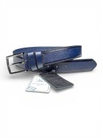 İstanbul Belt Premium Dikişli Erkek Kemer – Lacivert – 4 cm – Kalın Tek Kat Deri