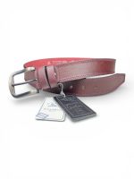 İstanbul Belt Hakiki Deri Erkek Çift Dikişli Kemer – Bordo – 4 cm – Tek Kat Kalın Deri
