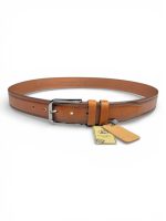 İstanbul Belt Taba Erkek Kemer – 3.5 cm – Tek Kat Deri – Baskılı & Dikiş Detaylı