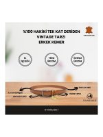 İstanbul Belt Vintage Erkek Kemer – 3.5 cm – Kalın Tek Kat Deri – Renk & Boy Seçenekleri